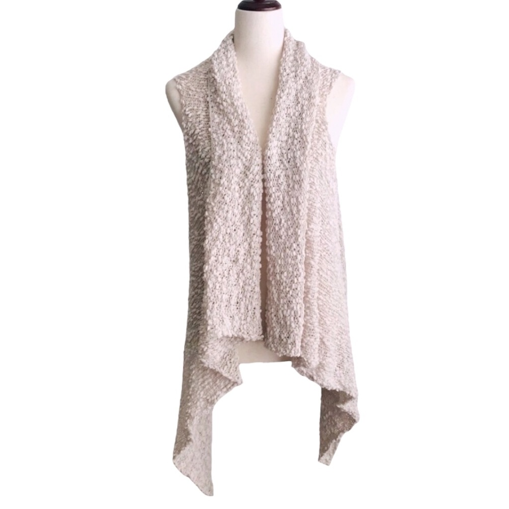 Boho Sweater Vest Waterfall Cream Color One Size